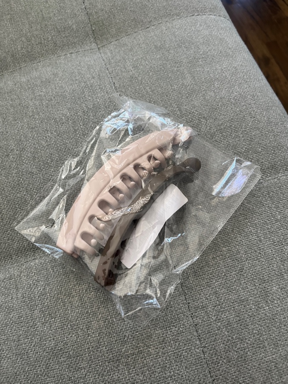 Pale Pink and Brown Banana Hair Clips - 2 Pack - Picture 2 of 4